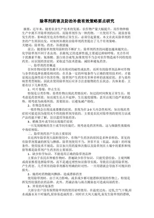 除草剂药害及防治补救有效策略要点研究