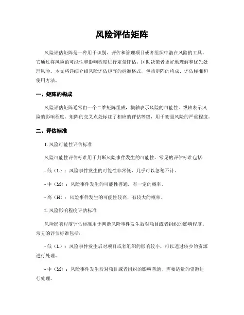 风险评估矩阵