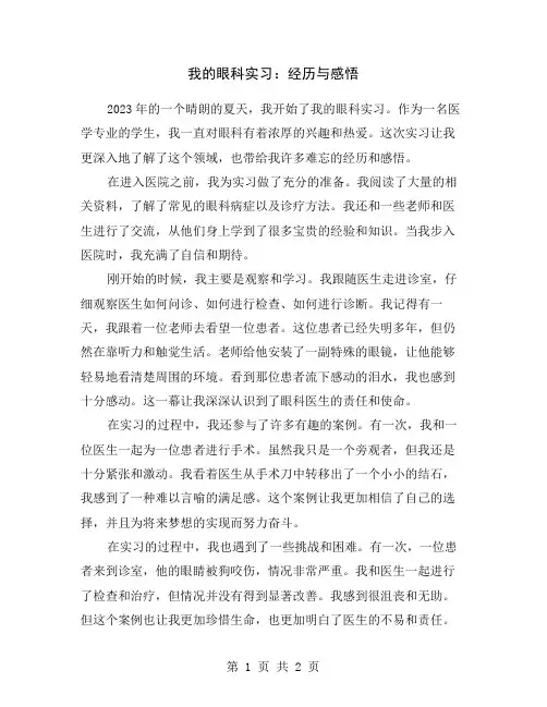 我的眼科实习：经历与感悟