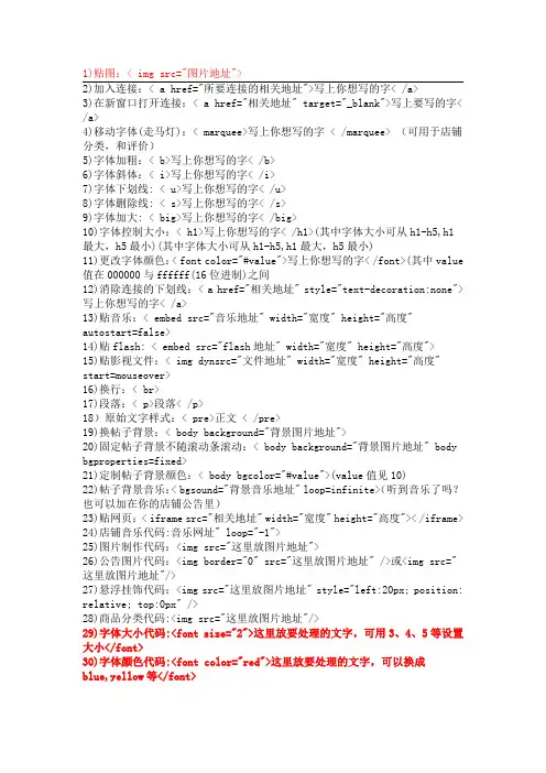网页编辑常用代码