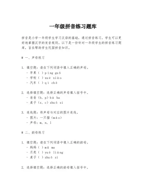 一年级拼音练习题库