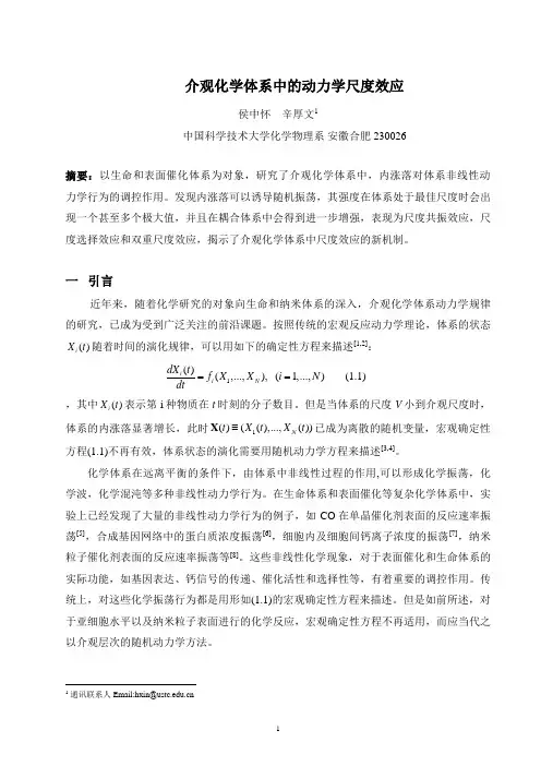 介观化学体系中的动力学尺度效应