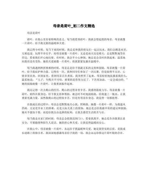 母亲是荷叶_初二作文精选