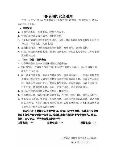 春节期间安全温馨提示 2