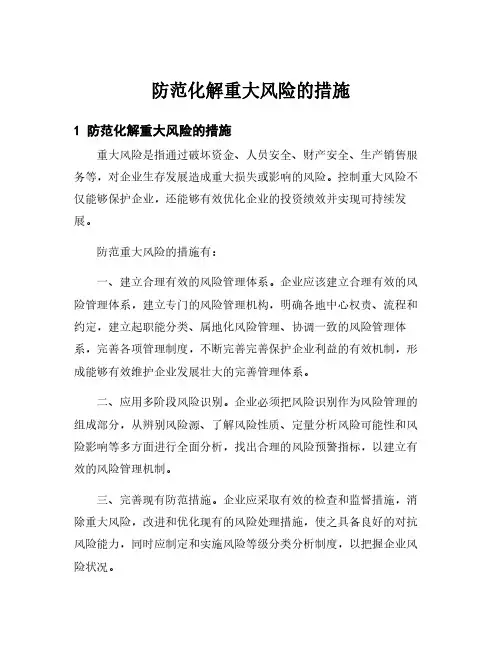 防范化解重大风险的措施