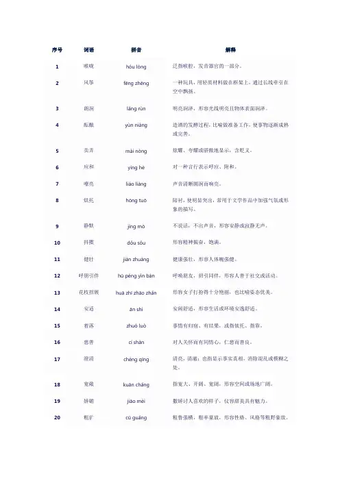 语文七年级上册词语表