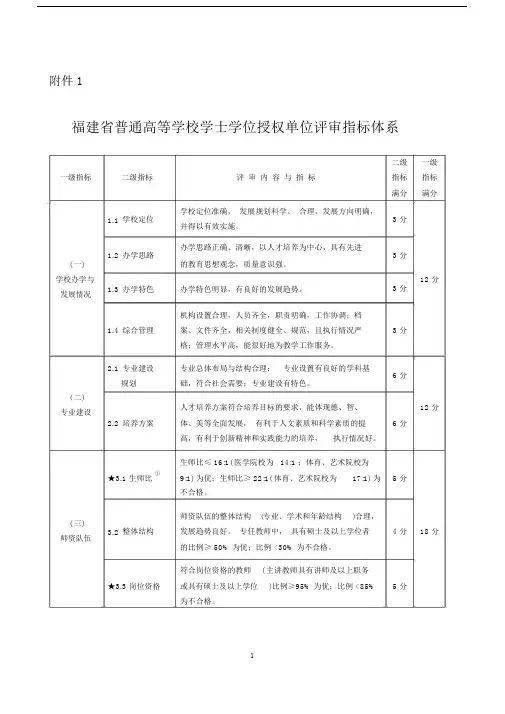 普通高等学校学士学位授权单位评审指标体系(修改).docx