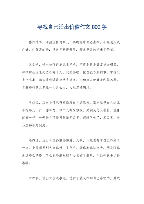 寻找自己活出价值作文800字