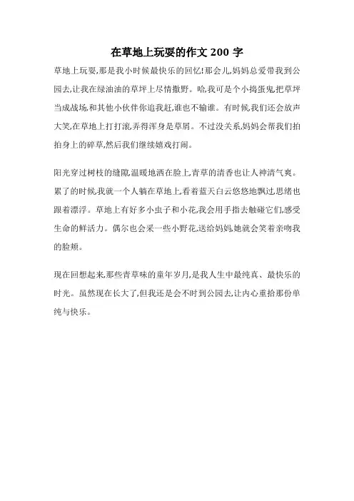 在草地上玩耍的作文200字