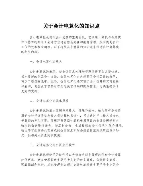 关于会计电算化的知识点