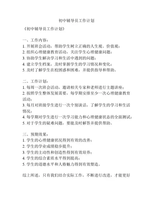 初中辅导员工作计划