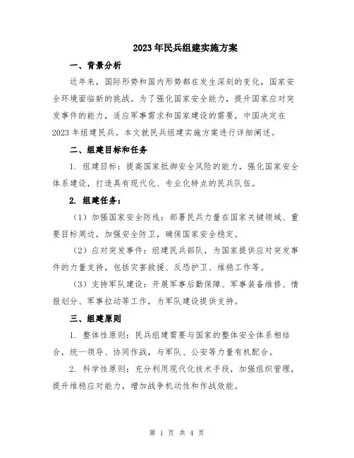 2023年民兵组建实施方案