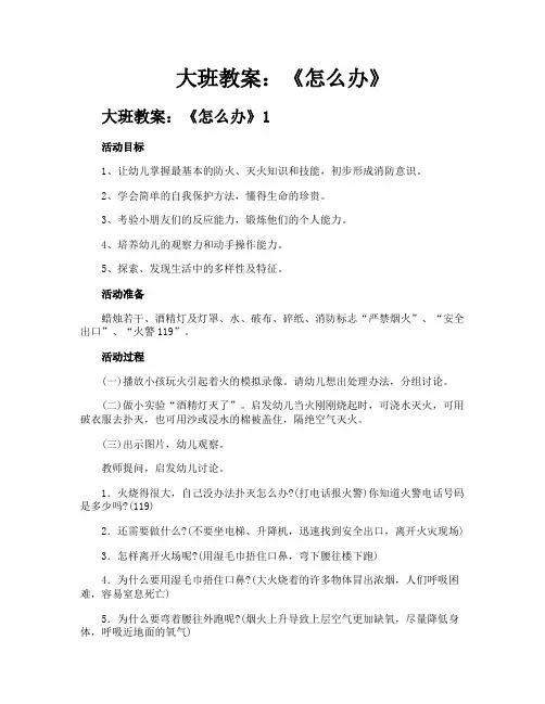 大班教案《怎么办》