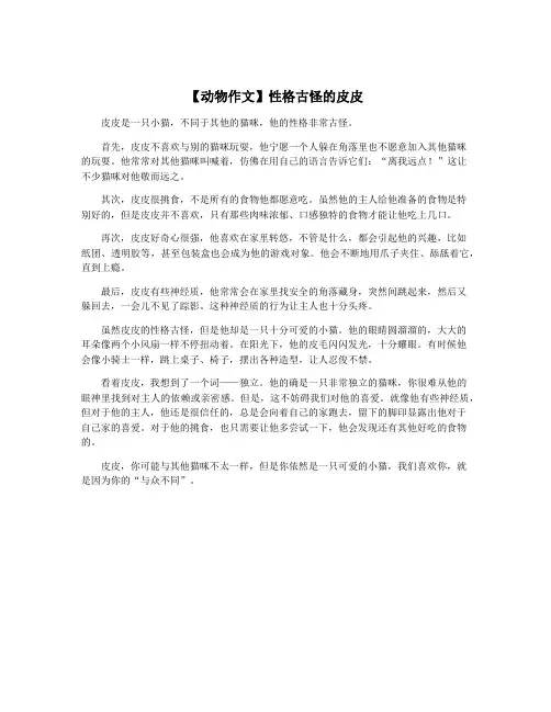 【动物作文】性格古怪的皮皮