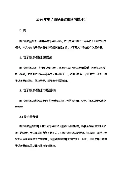 2024年电子级多晶硅市场规模分析