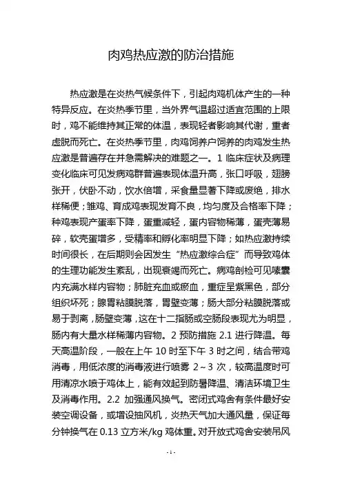 肉鸡热应激的防治措施