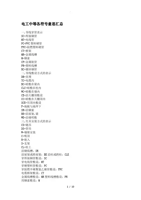 电工中FU.FR.KW.FS等各符号意思汇总
