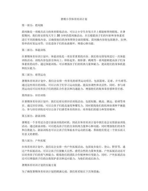 暑期小学体育培训计划