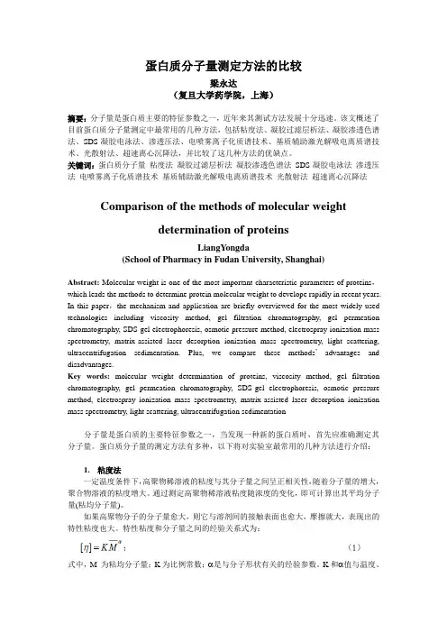 蛋白质分子量测定方法的比较