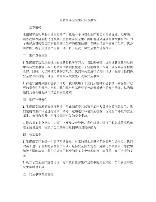 生猪屠宰安全生产自查报告