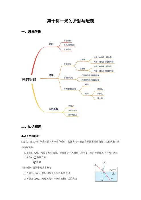 2024中考一轮复习物理-第十讲-光的折射与透镜-解析版