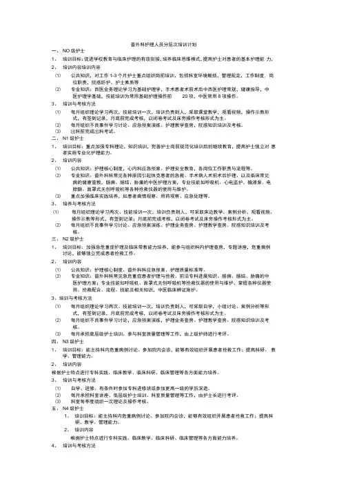 普外科护理人员分层次培训计划