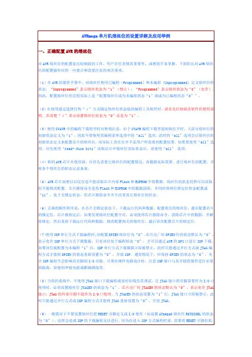 AVRmega单片机熔丝位的设置详解及应用举例