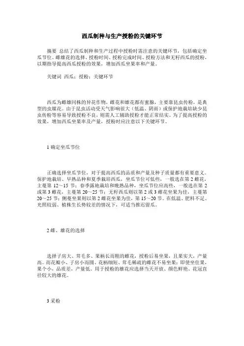 西瓜制种与生产授粉的关键环节