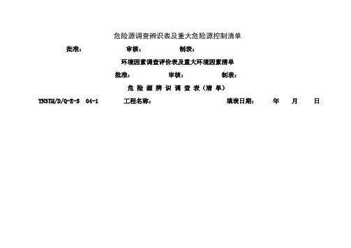 危险源辨识与评价表及重大危险源清单·