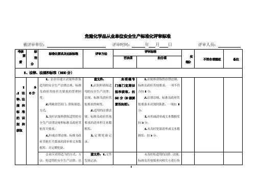 危险化学品从业单位安全生产标准化评审标准(最新版)