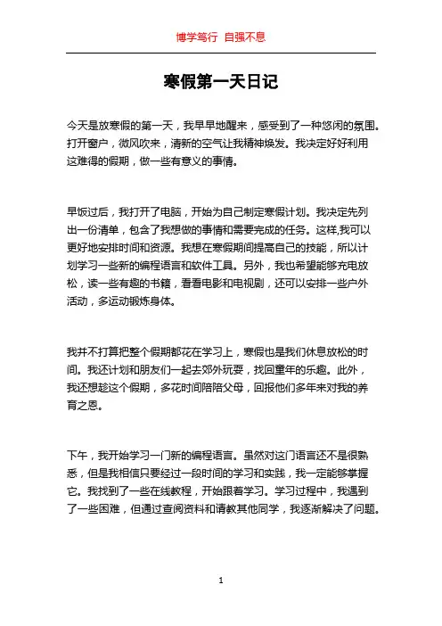寒假第一天日记