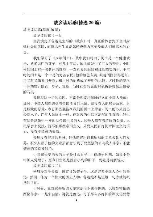 故乡读后感(精选20篇)