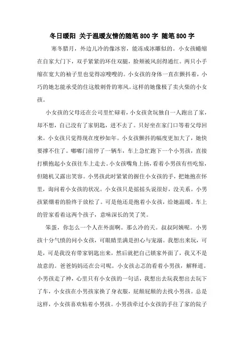 冬日暖阳 关于温暖友情的随笔800字 随笔800字