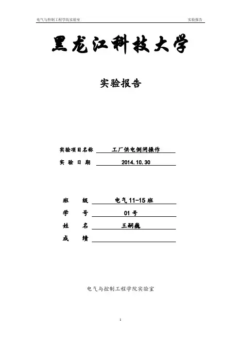 工厂供电实验报告(王嗣巍) (实验3)