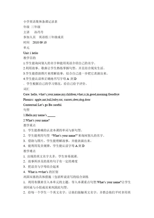 英语组集体备课记录.doc