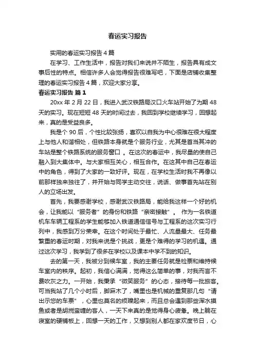 春运实习报告