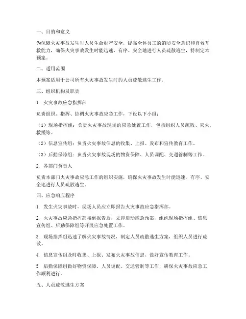 火灾事故人员疏散逃生应急预案