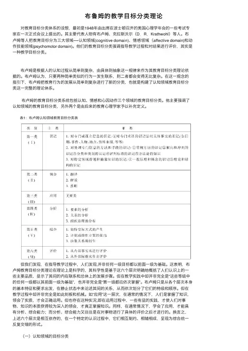 布鲁姆的教学目标分类理论