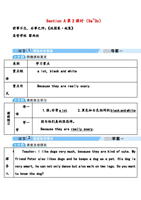 人教版英语七年级下册Unit5_Section A (3a~3c)教案与反思