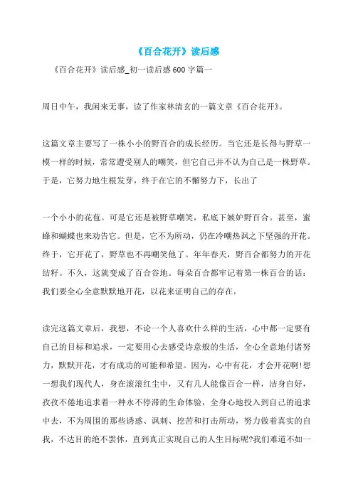 《百合花开》读后感