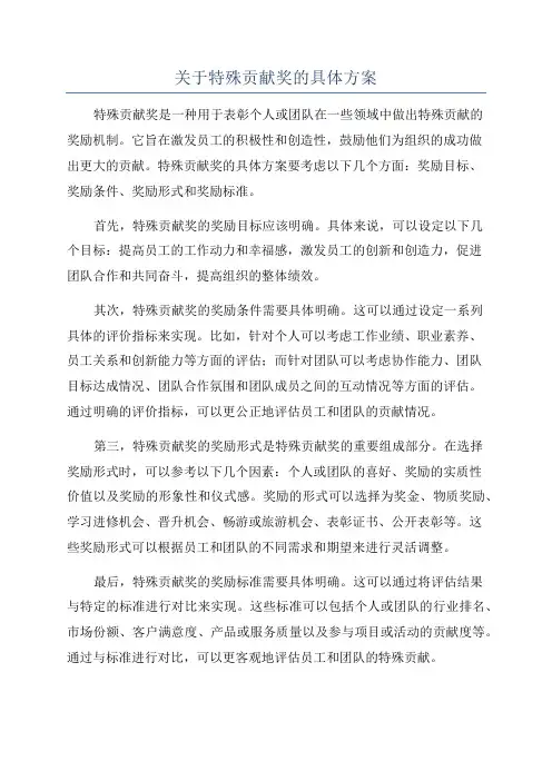关于特殊贡献奖的具体方案
