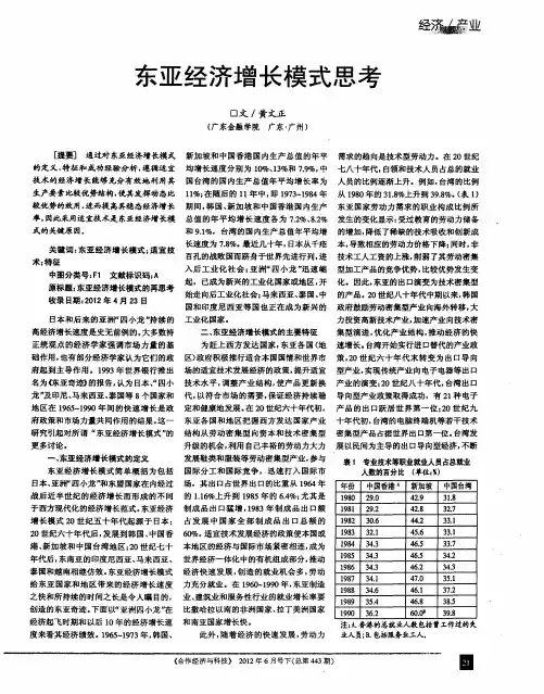 东亚经济增长模式思考