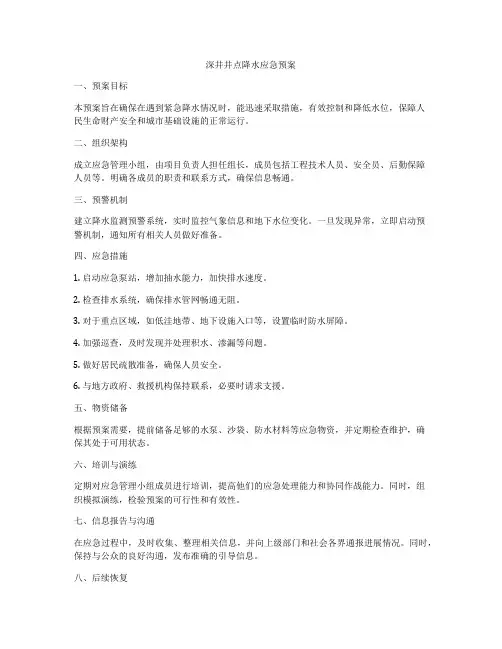 深井井点降水应急预案