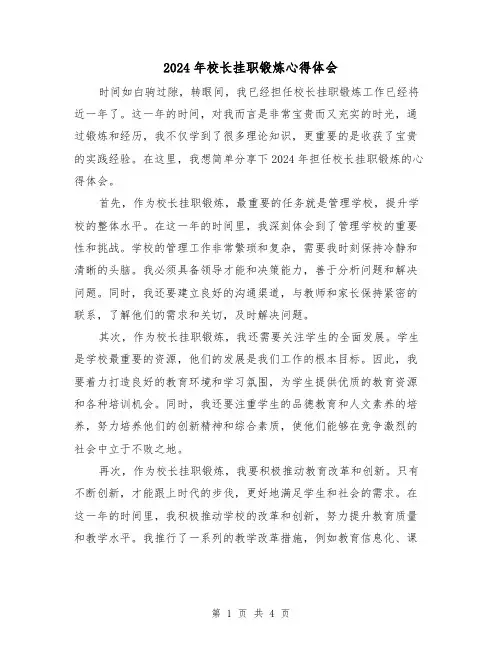 2024年校长挂职锻炼心得体会(2篇)