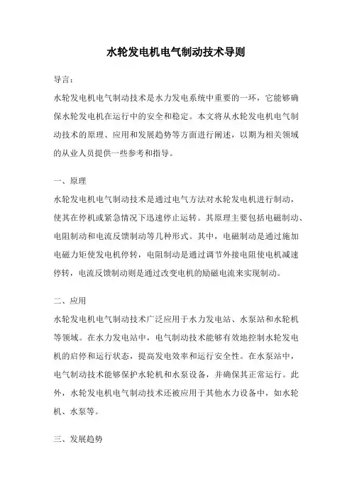 水轮发电机电气制动技术导则