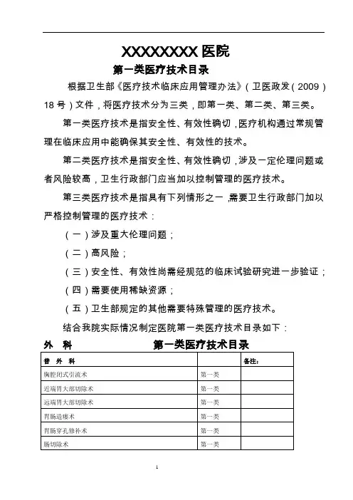 第一类诊疗技术项目