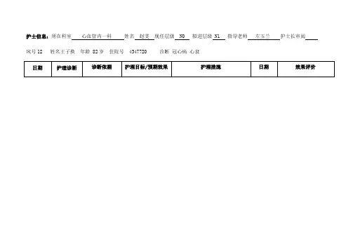 心衰个案护理计划
