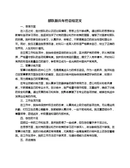 部队新兵年终总结范文