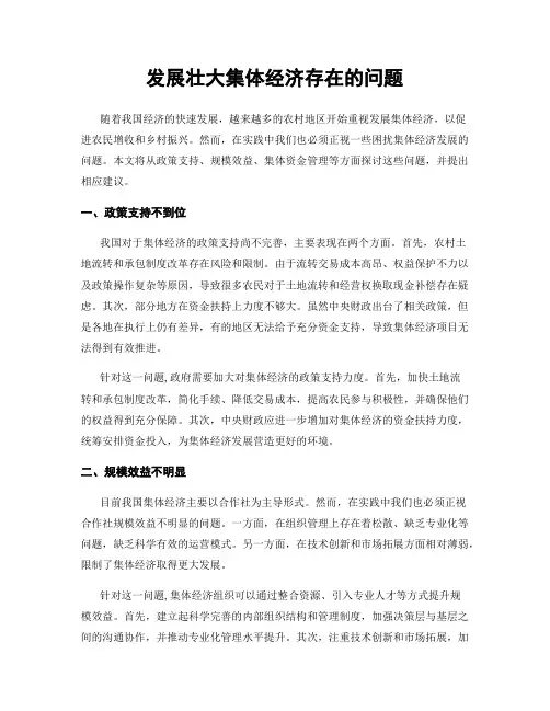 发展壮大集体经济存在的问题