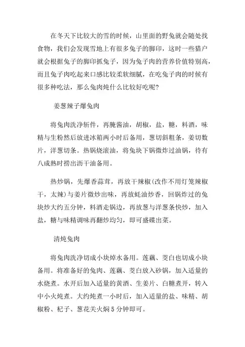 兔肉炖什么好吃